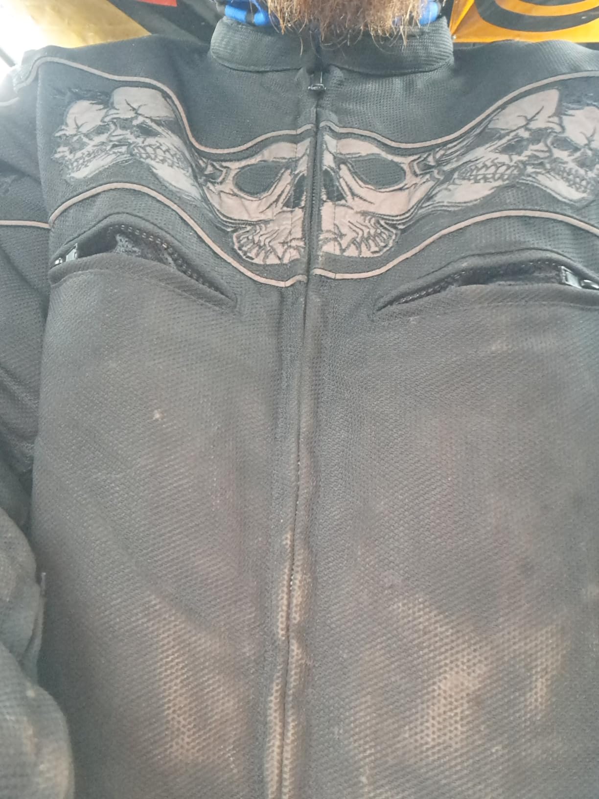 Milwaukee Leather MPM1730 Men's Black Padded Textile All Season Motorcycle Jacket w/Reflective Skulls Artwork customer photo 1