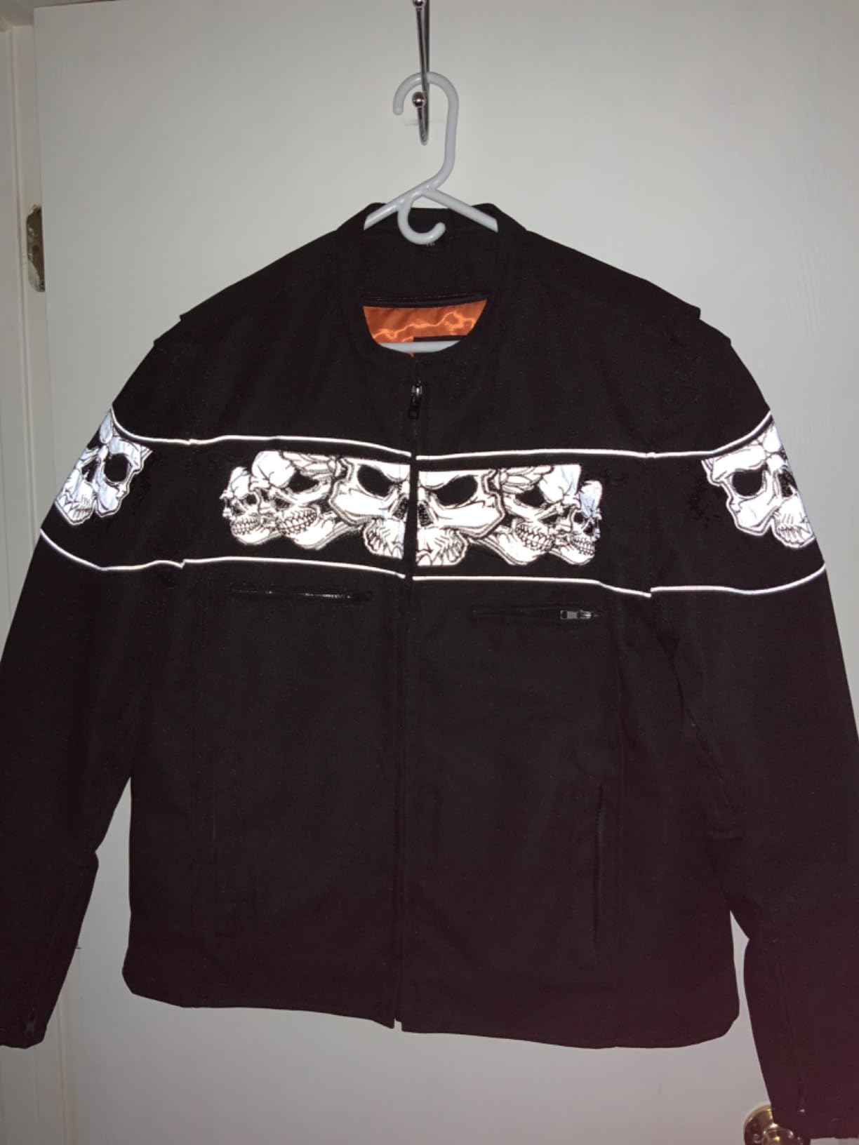 Milwaukee Leather MPM1730 Men's Black Padded Textile All Season Motorcycle Jacket w/Reflective Skulls Artwork customer photo 2