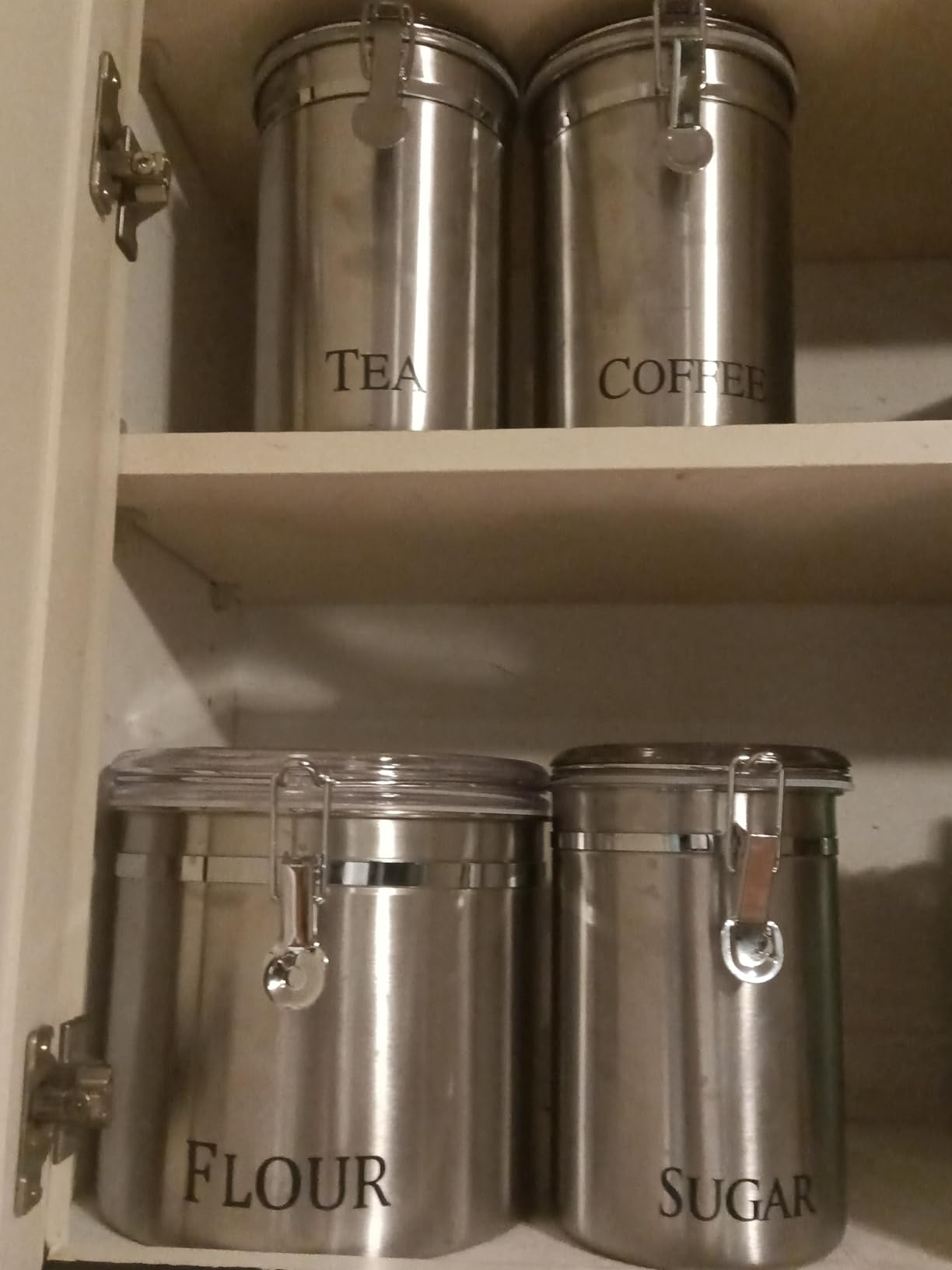 Oggi Stainless Steel Tea Canister 62 fl oz - Airtight Clamp Lid, Clear See-Thru Top - Ideal for Tea Bag, Loose Tea, Kitchen Storage, Pantry Storage. Large Size 5