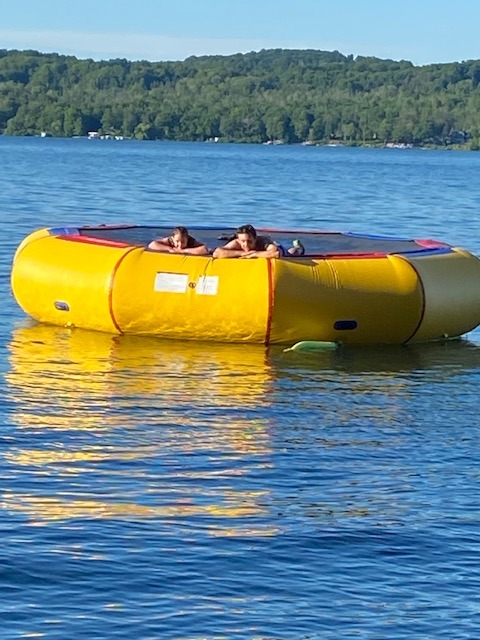 Island Hopper 17' Bounce N Splash Padded Water Bouncer - Durable Inflatable Trampoline - Spring-Less Design with Foam Padding - Water Trampoline for Lake Supports 1000 lbs for Family Fun customer photo 1