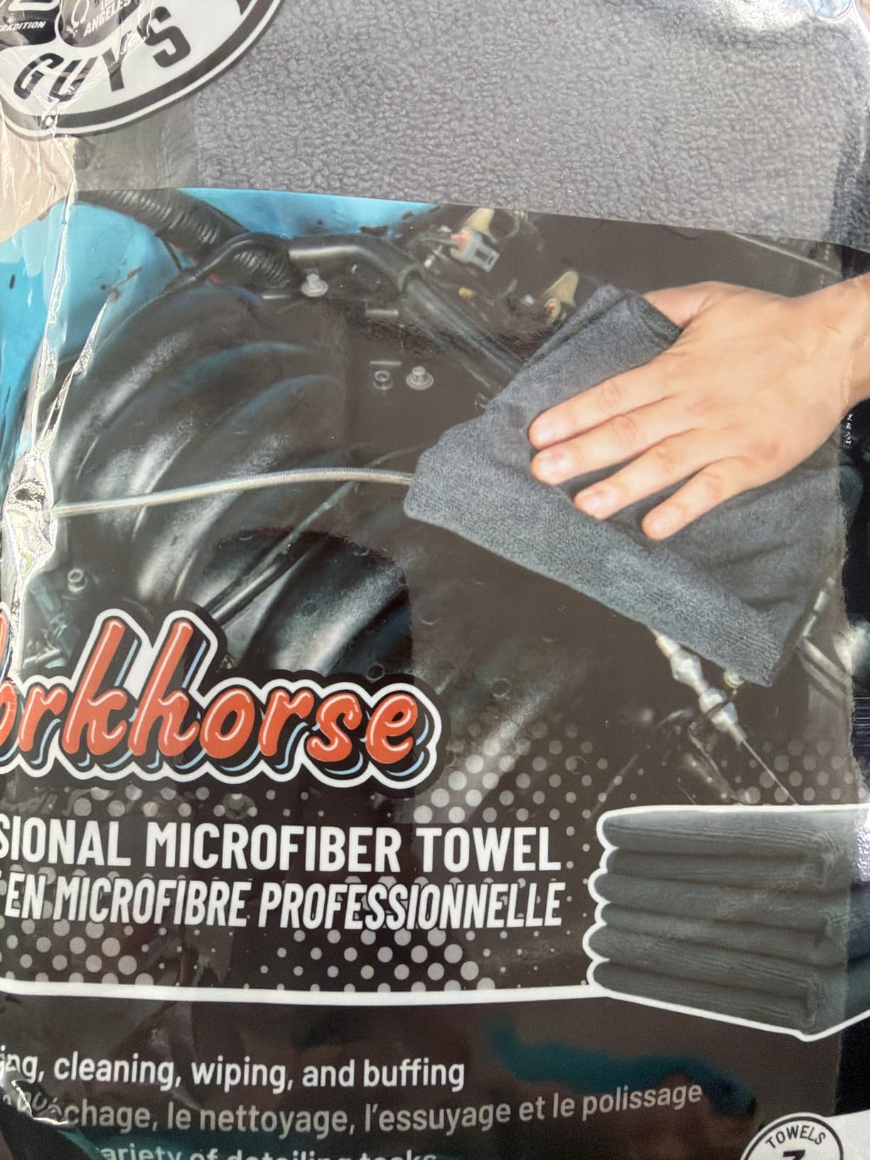 Chemical Guys, Workhorse Plush Microfiber Towels, 16 x 16 in, Black, 3 Pack customer photo 1