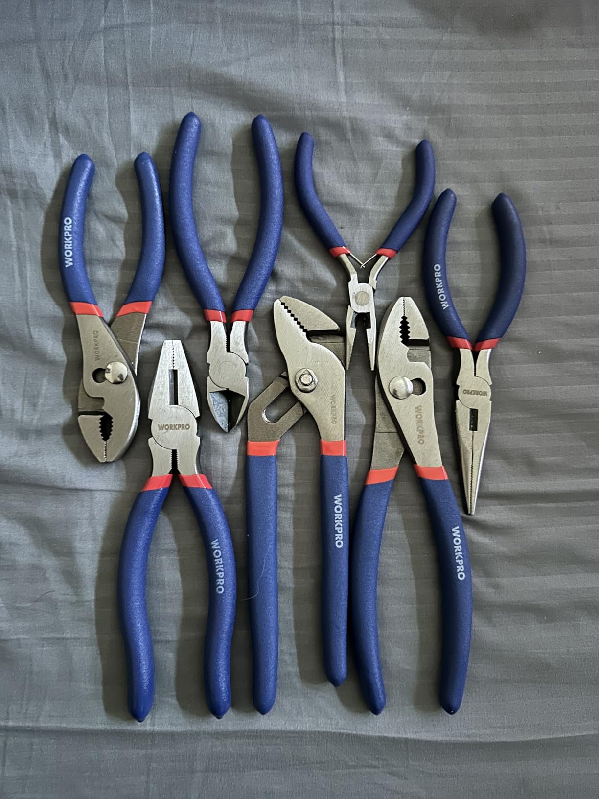 WORKPRO 7-Piece Pliers Set, Pliers Tool Set with Comfort Grip, Blue | Groove Joint Plier, Long Nose Pliers, Slip Joint Pliers, Linesman Plier, Diagonal Pliers for DIY & Home Use customer photo 1