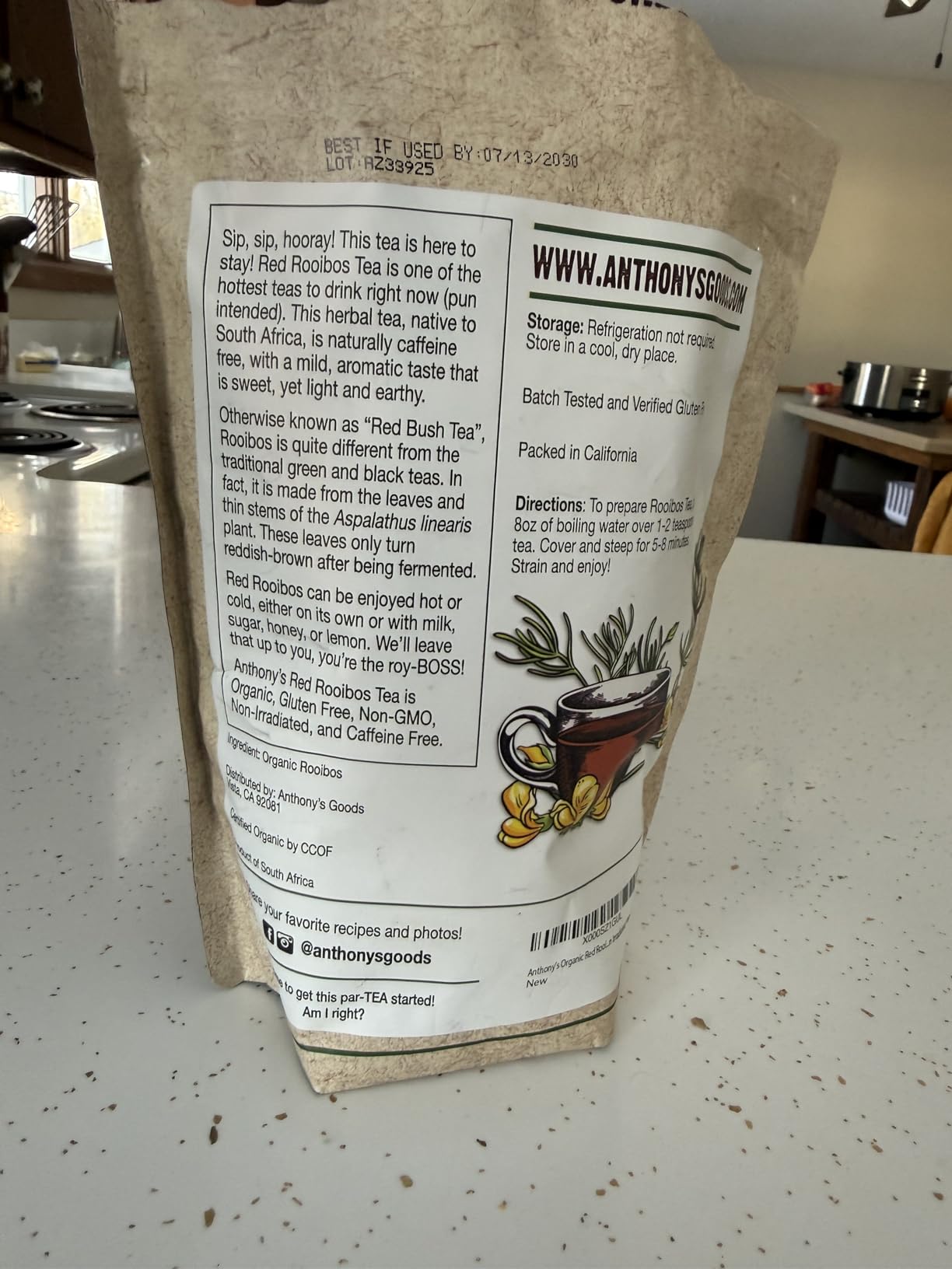 Anthony's Organic Red Rooibos Loose Leaf Tea, 1 lb, Gluten Free, Non GMO, Non Irradiated, Keto Friendly customer photo 2
