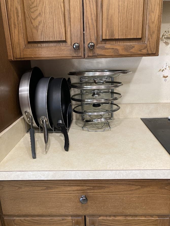 Deco Brothers Pan Organizer Rack for Kitchen Cabinet and Counter, Bronze customer photo 2