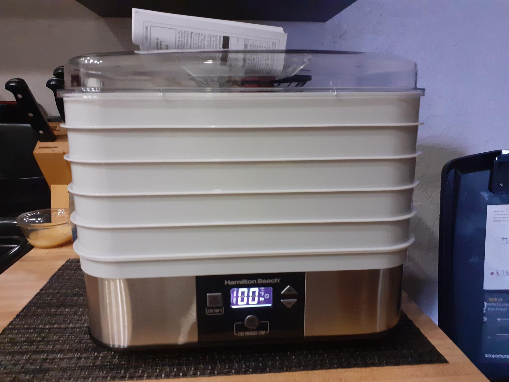Hamilton Beach Digital Food Dehydrator for Fruit, Jerky, Vegetables & More | 5 Stackable Trays For 4.2 sq. ft. Of Drying Space | Adjustable 100-160ºF Temperature | 48 Hour Timer + Auto Shutoff | Grey customer photo 1