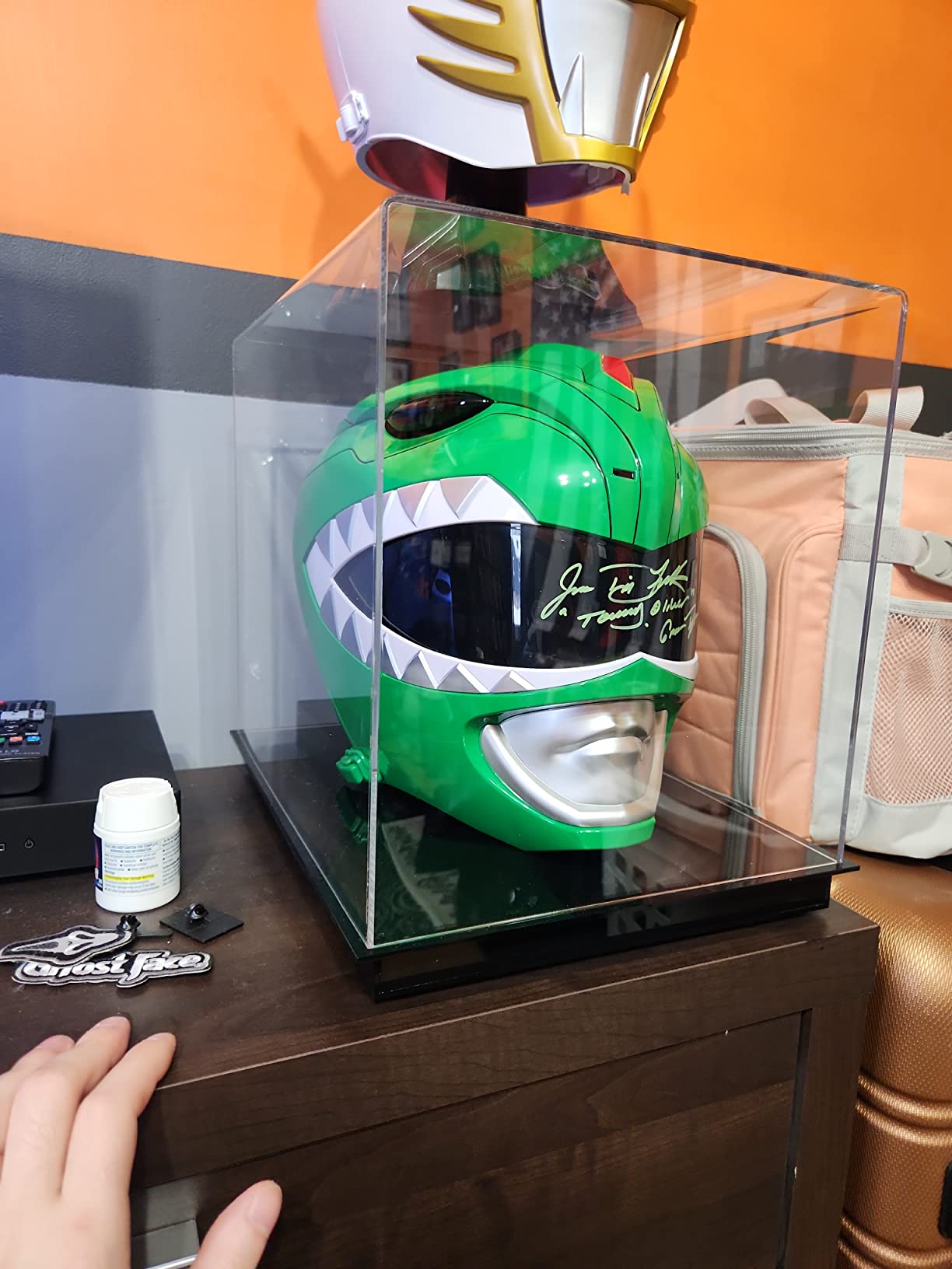 Full-Size Football Helmet Display Case - Crystal-Clear Acrylic, Black Base - No Assembly Required - Made in the USA - UV Filtering Protective Showcase for Collectible Helmets customer photo 2