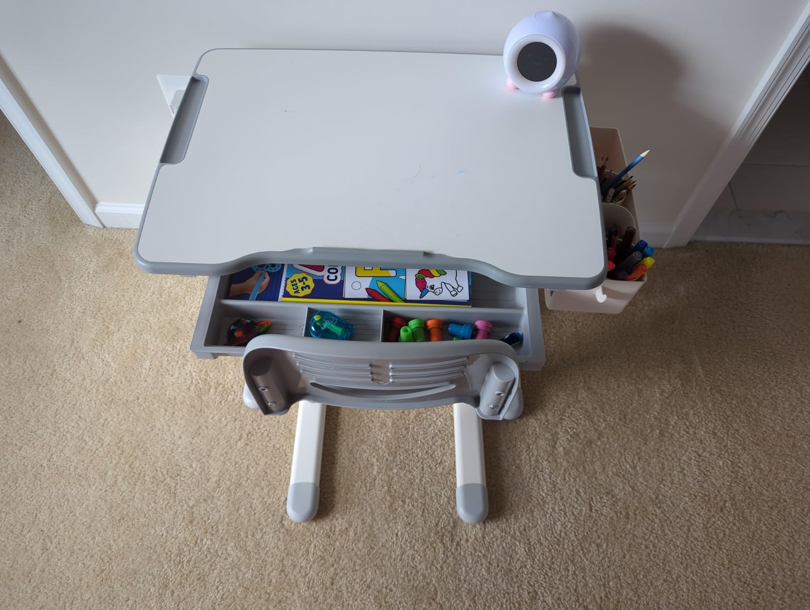 VIVO Gray Children's Desk and Chair Set, DESK-V201G | Height Adjustable, Kids' Interactive Workstation for School Writing Study Play, Tilting Desktop with Pullout Storage Drawer customer photo 2