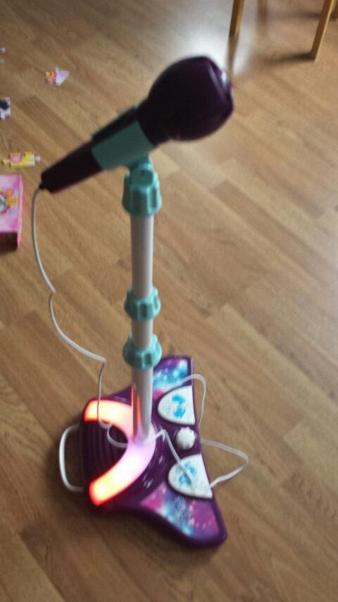 Kids Karaoke Machine, 2 Mics, Adjustable Stand & Lights | AUX Port for Music Sing-Along, Stage Pedals for Fun Sound Effects customer photo 2