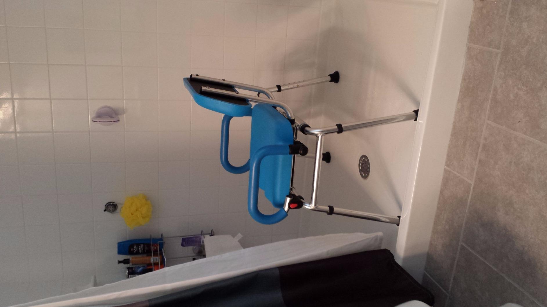Platinum Health Carousel Sliding Shower Chair Tub Transfer Bench with Swivel Seat, Premium Padded, Pivoting Arms, Adjustable Space Saving Design customer photo 1