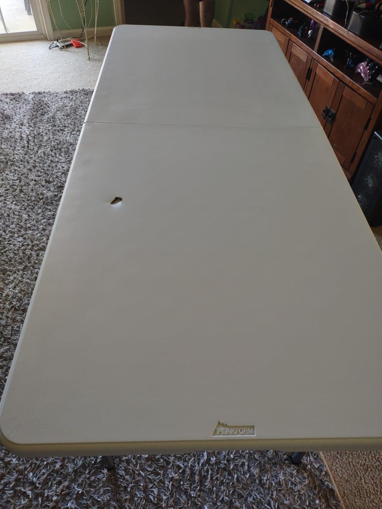 Peakform Folding Banquet Table, Plastic Top, Indoor/Outdoor, White, 8 Ft | Rust-Resistant Steel Frame, Molded Surface, Folds Flat for Storage, for Parties, Events, Yard and Campsite Use customer photo 2