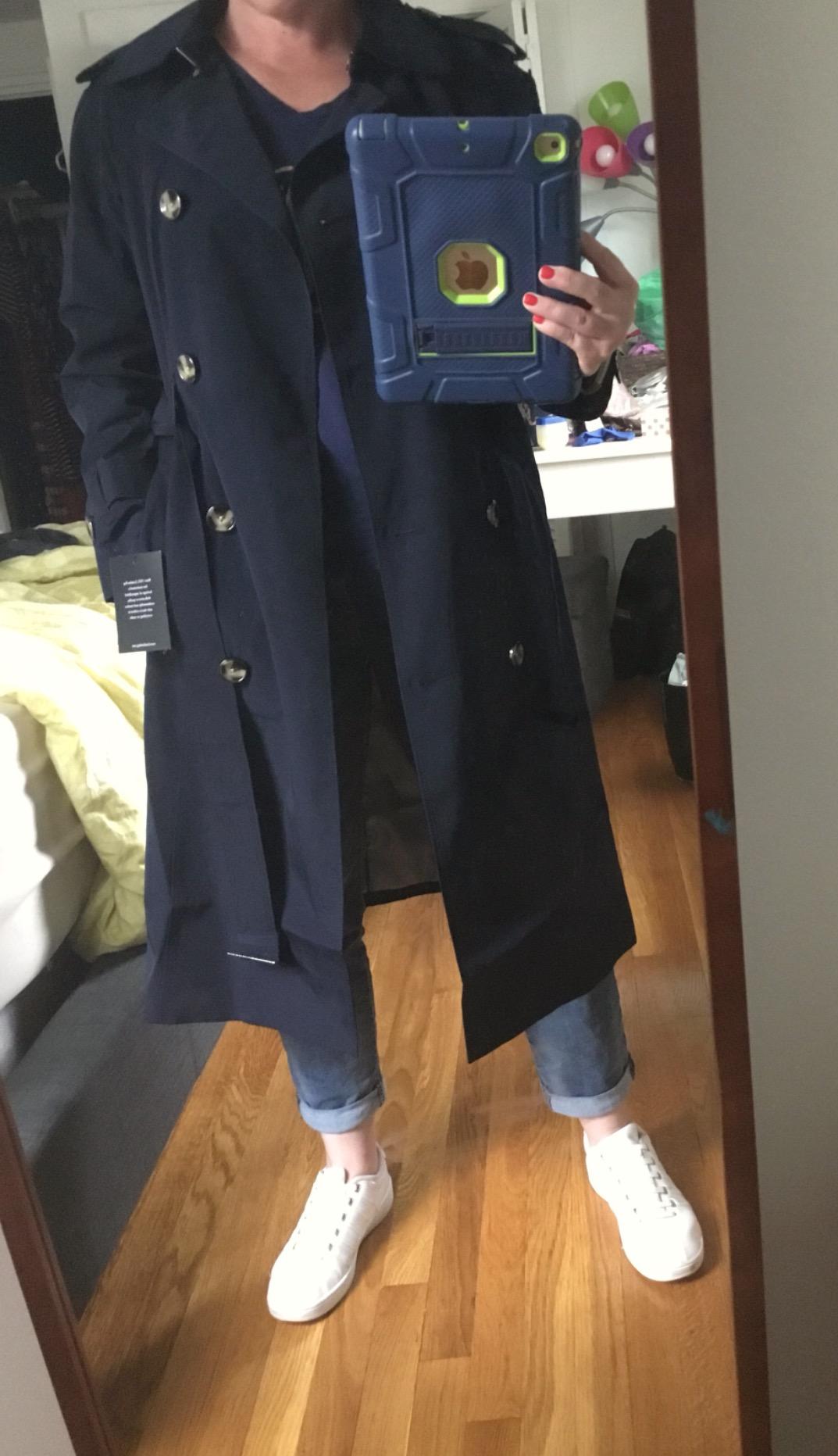 LONDON FOG womens Double-Breasted Long Trench Coat with Belt customer photo 2