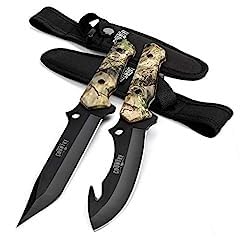 Mossy Oak Fixed Blade Hunting Knife Set - 2 Piece, Sheath Included | Full Tang Handle Straight Edge and Gut Hook Blades Game Processing Knife customer photo 2