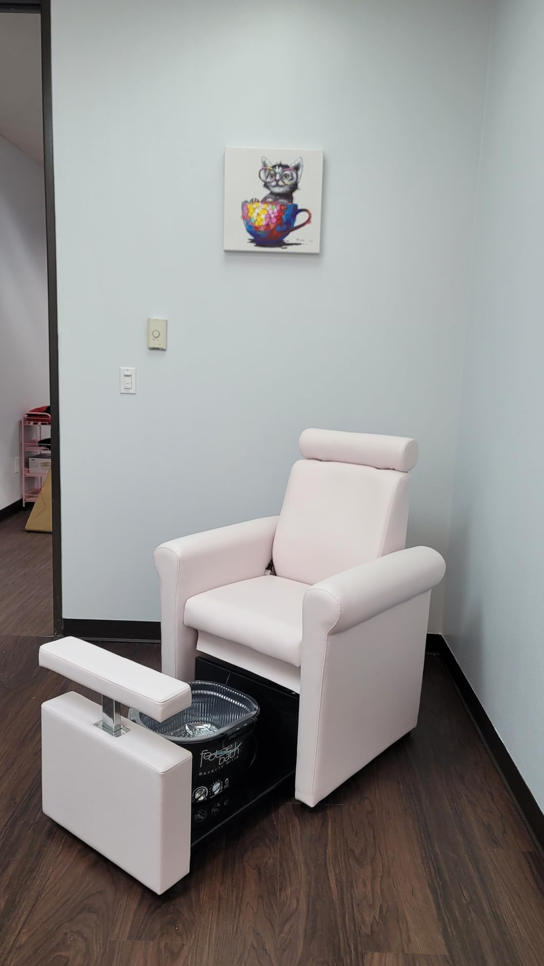 Buy-Rite Mona Lisa Plumb-Free Pedicure Chair Black Retractable Base | Plush Padded Upholstery, Fits Most Portable Footbaths, Reclining Back, Lockable Footrest, Retractable Storage Base For Salons customer photo 1