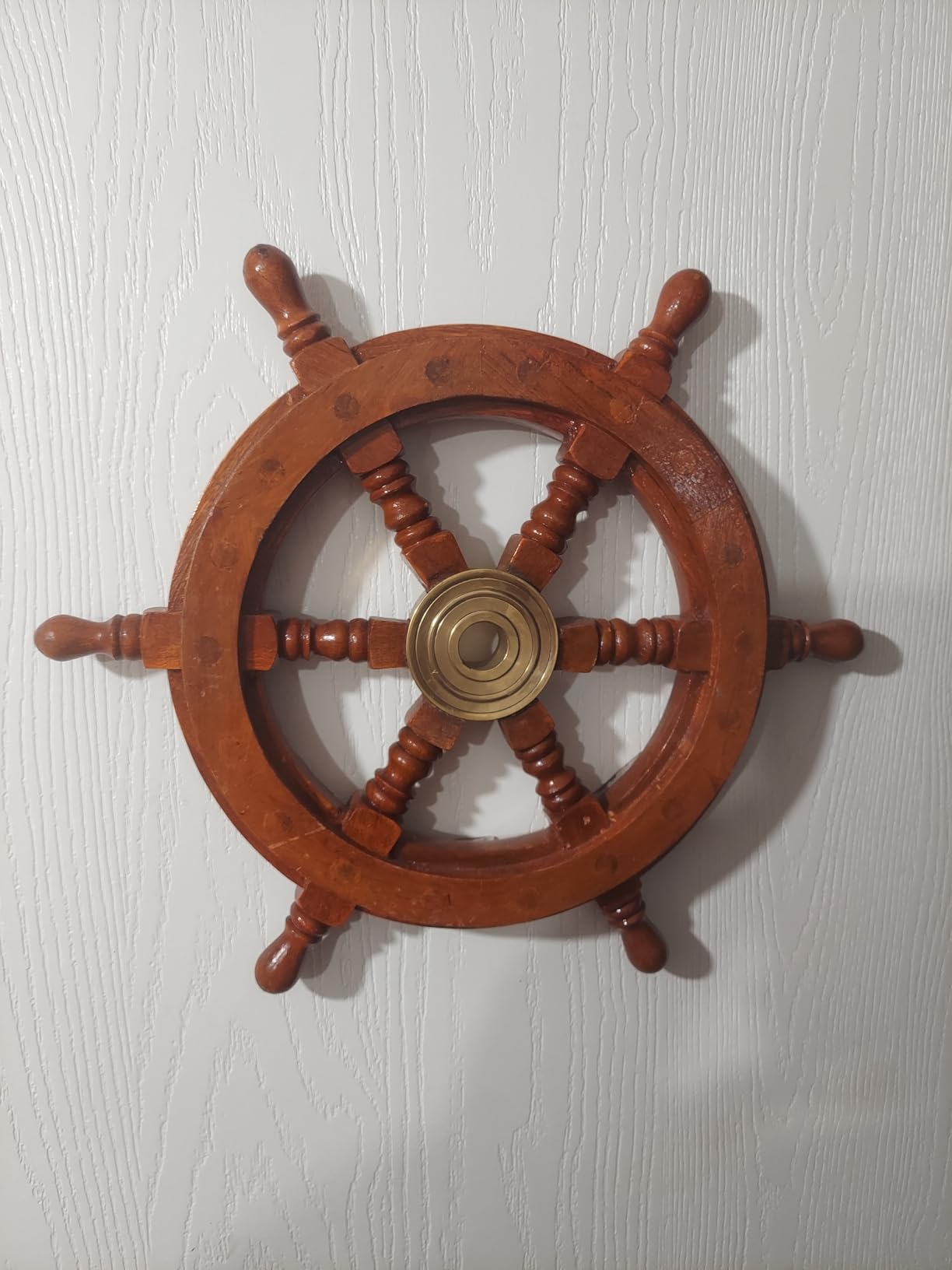 Nagina International Nautical Handcrafted Wooden Ship Wheel - Home Wall Decor (12 Inches, Natural Wood) customer photo 1
