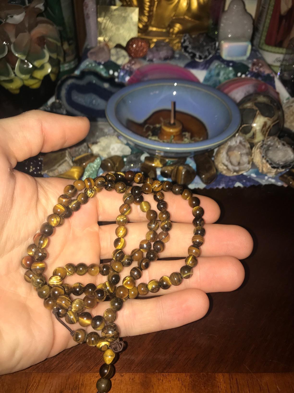 Tibetan 6mm 8mm 108 Natural Tiger Eye Gemstone Beads Prayer Mala Bracelet Necklace customer photo 2