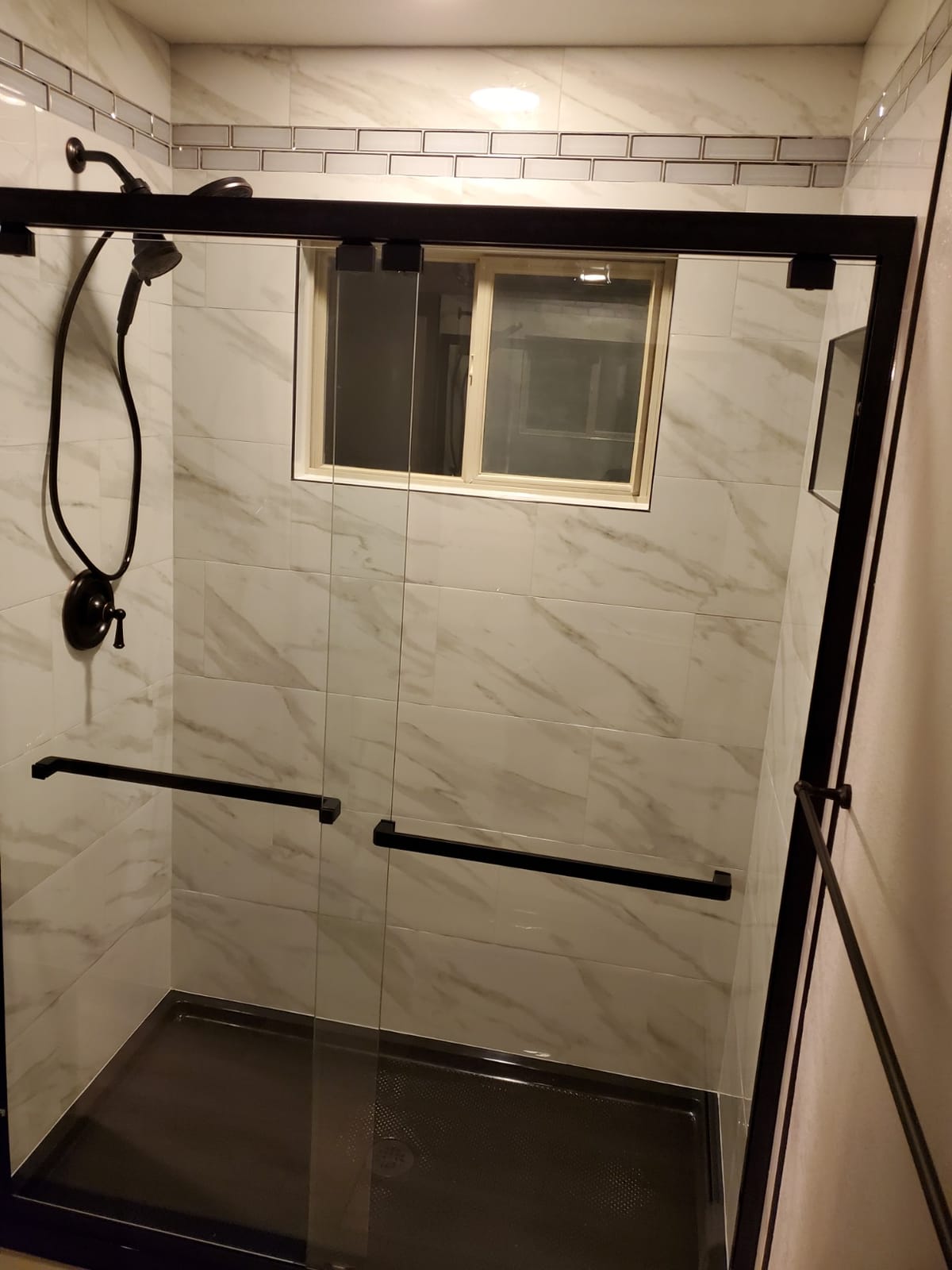 DreamLine Encore 56-60 in. W x 76 in. H Semi-Frameless Bypass Shower Door in Brushed Nickel, SHDR-1660760-04 customer photo 1