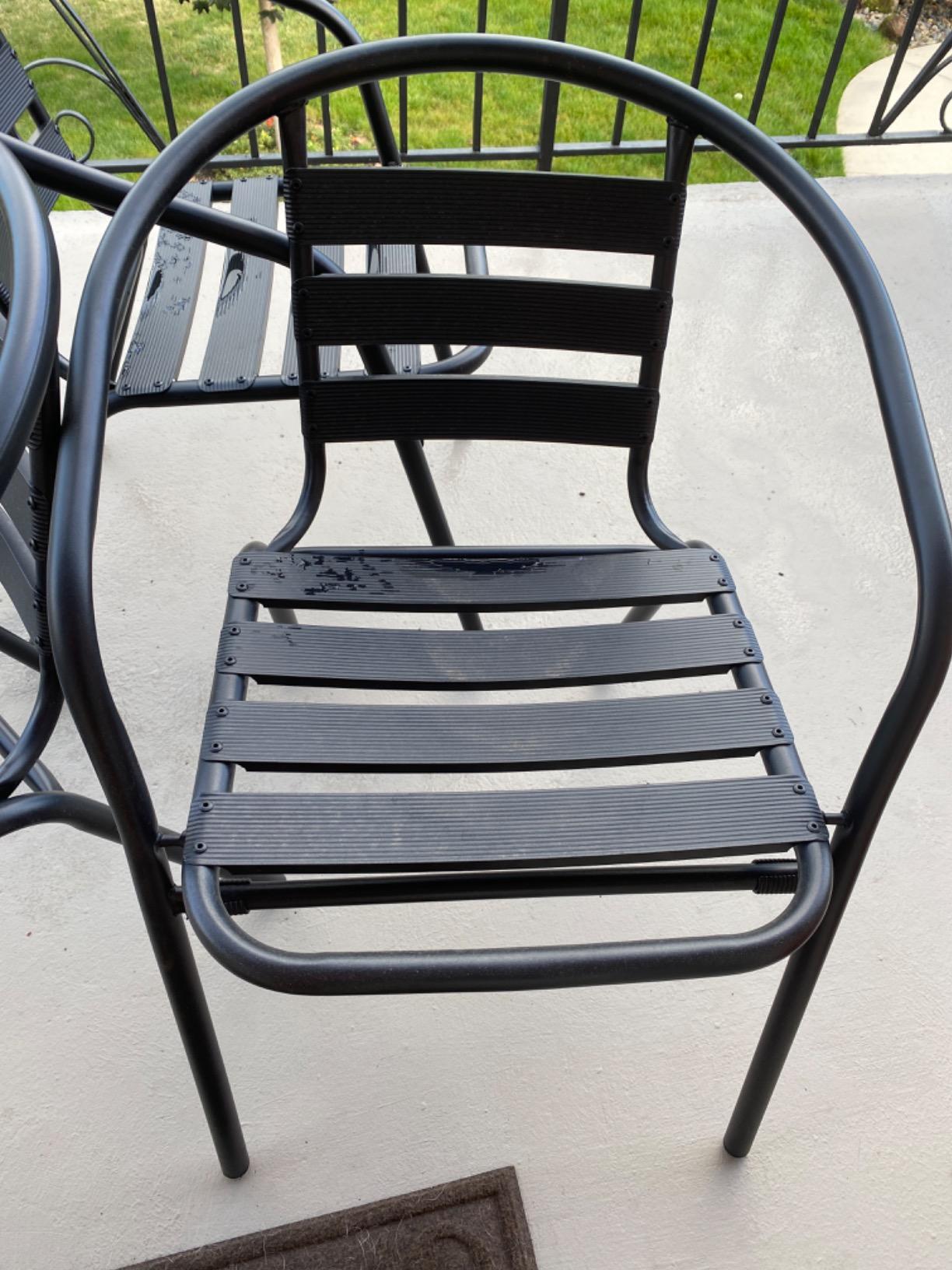 Flash Furniture Aluminum Slat Back Stacking Outdoor Restaurant Chairs, Modern Stackable Patio Chairs for Restaurants, Set of 4, Black customer photo 1