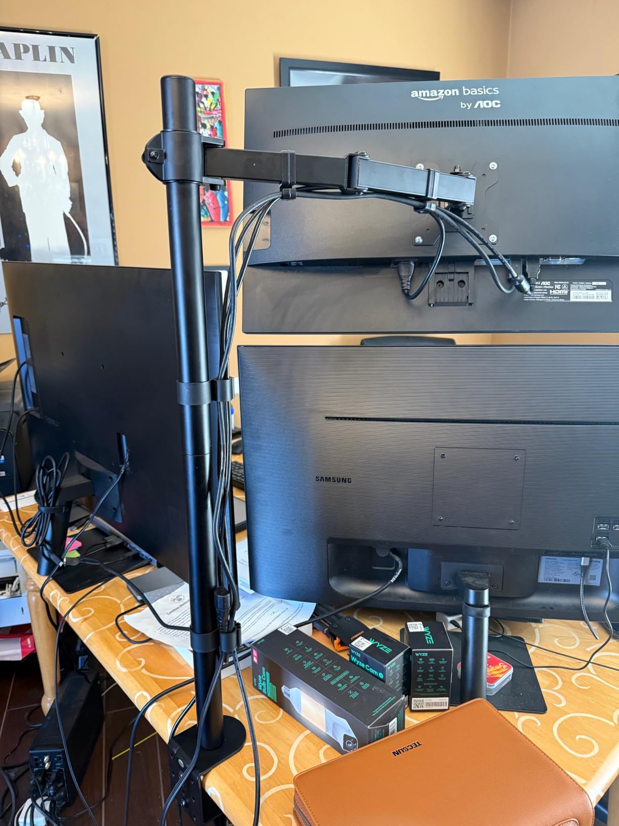 WALI Tall Monitor Arm Mount for Desk for 13-34 inch Screens, 22 lbs per Arm | Single Extra Tall Monitor Mount, Full Motion with Tilt, Swivel, Rotation, VESA Mount 75/100mm,for Office/Home (M001XL), Black customer photo 2