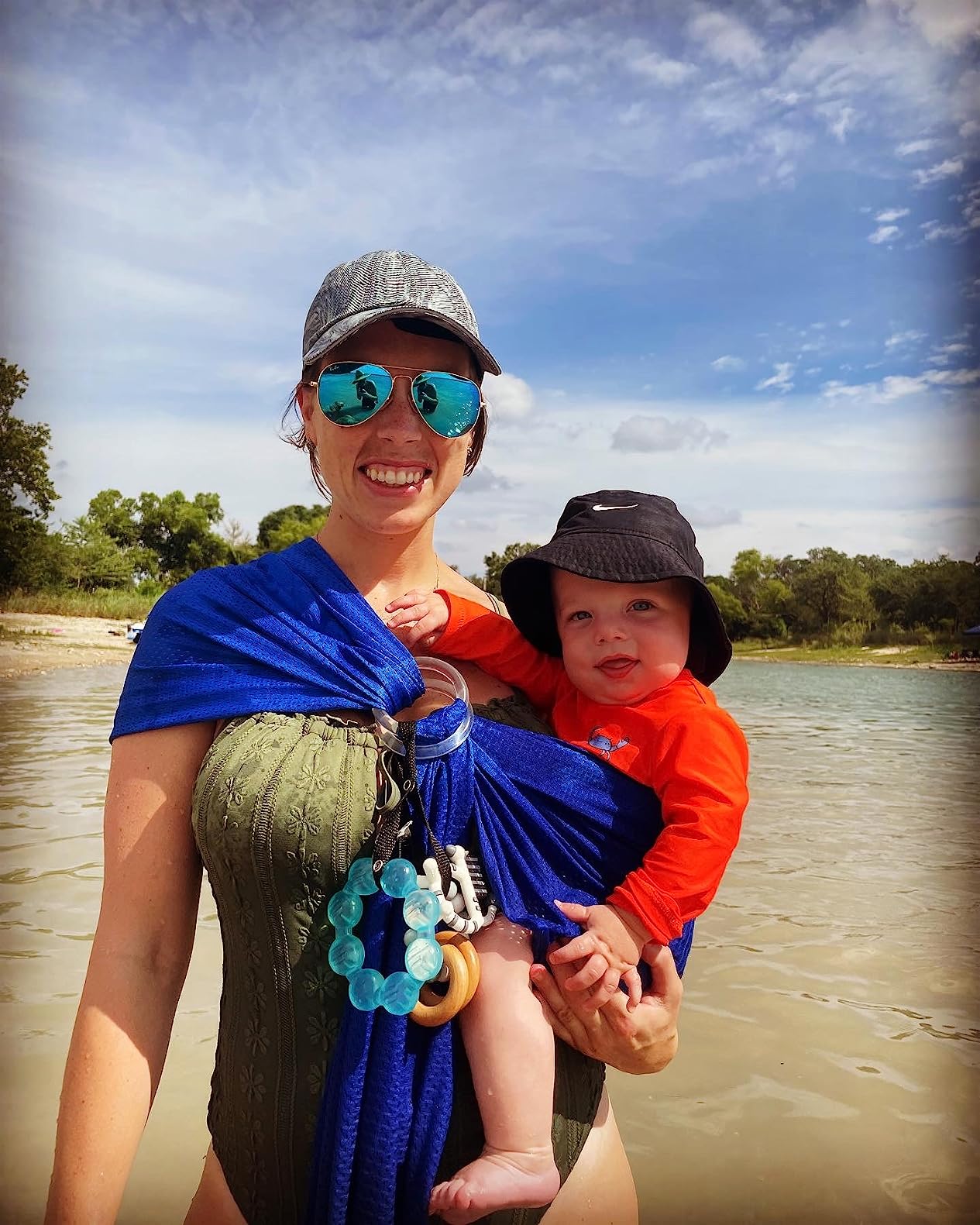 Blue Water Baby Carrier Wrap Sling for Summer Pool Water Adventures | Lightweight Breathable Mesh, Dry Fast, Supersoft, Adjustable Shoulder for Customizable Comfort, for Newborn Infant to Toddler customer photo 2