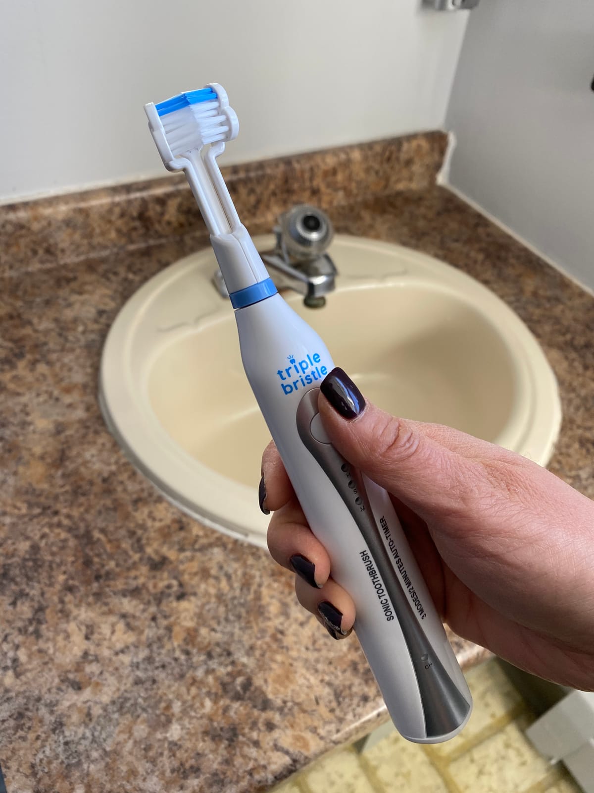 Triple Bristle Original Sonic Toothbrush | Rechargeable 31,000 VPM Tooth Brush | Patented 3 Head Design | Angled Bristles Clean Each Tooth | Dentist Created & Approved Original customer photo 1