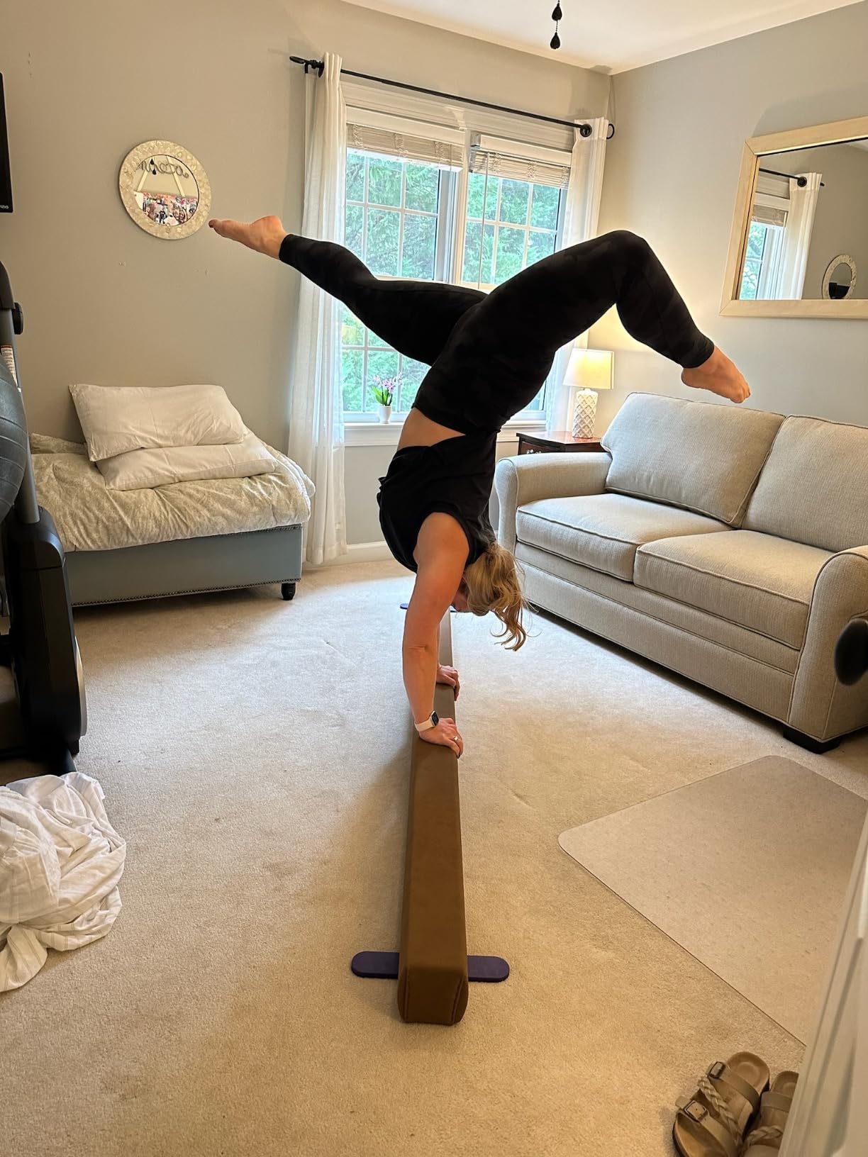 Tumbl Trak 8 Foot Addie Gymnastics Training Suede Balance Beam, High and Low Beam Gymnastics for Home, Non Slip Base, Competition Feel customer photo 1