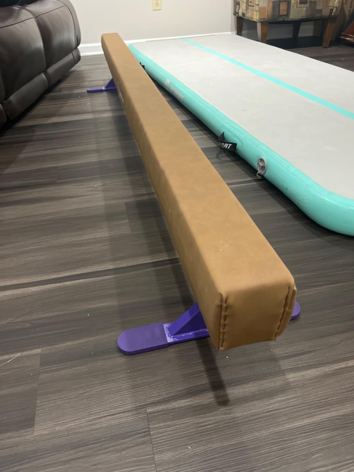 Tumbl Trak 8 Foot Addie Gymnastics Training Suede Balance Beam, High and Low Beam Gymnastics for Home, Non Slip Base, Competition Feel customer photo 2