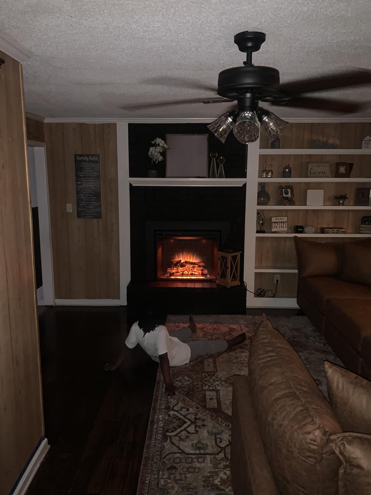 PuraFlame Western Electric Fireplace Insert with Fire Crackling Sound, Remote Control, 750/1500W, Black, 33 1/16 Inches Wide, 25 9/16 Inches High customer photo 1
