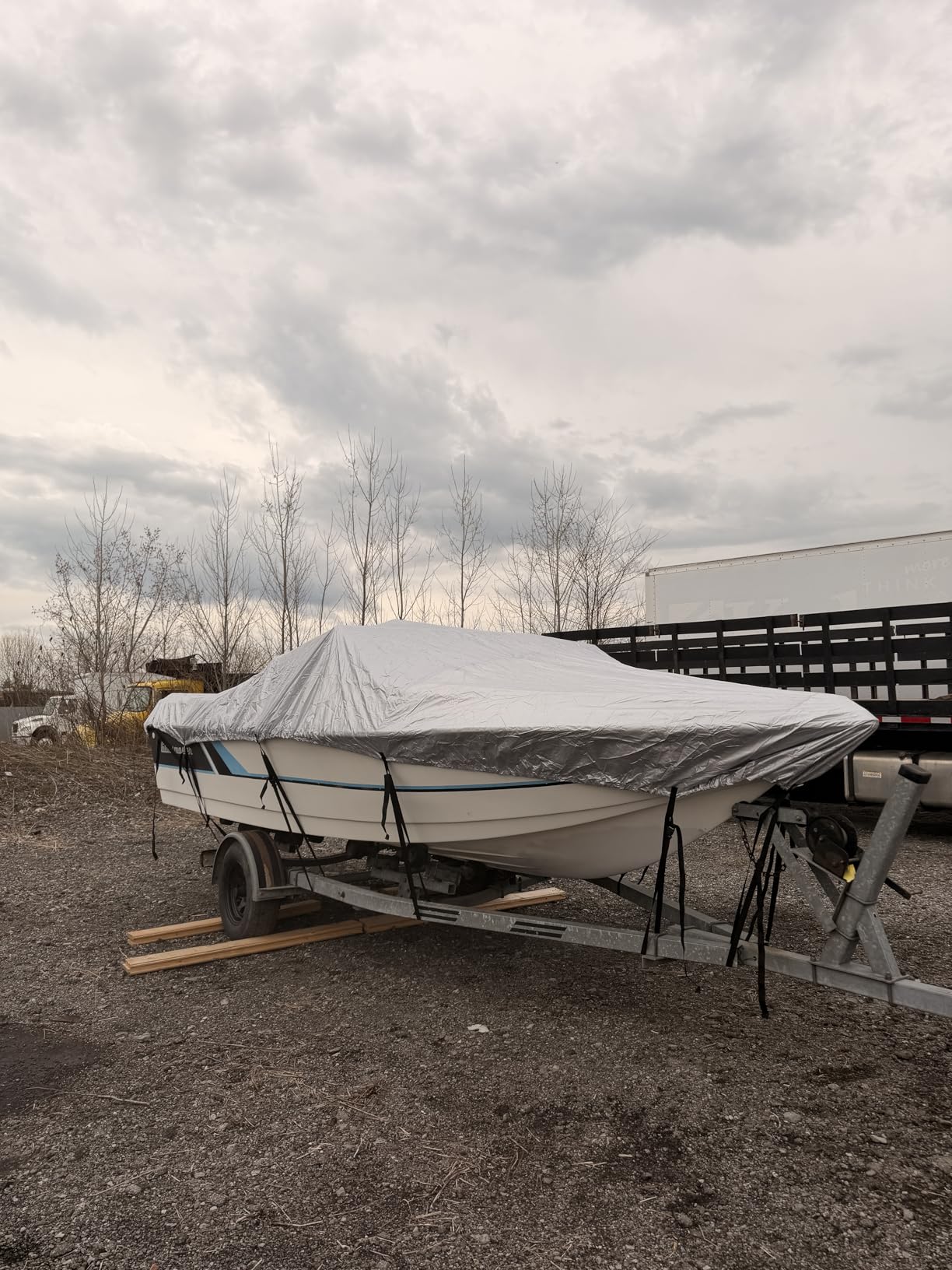 iCOVER Trailerable Boat Cover- 17'-19' Heavy Duty Waterproof Tarp Covers with Storage Bag, Fits V-Hull, Fish&Ski, Pro-Style, Fishing, Runabout, Bass Boats, up to 17ft-19ft Long X 96