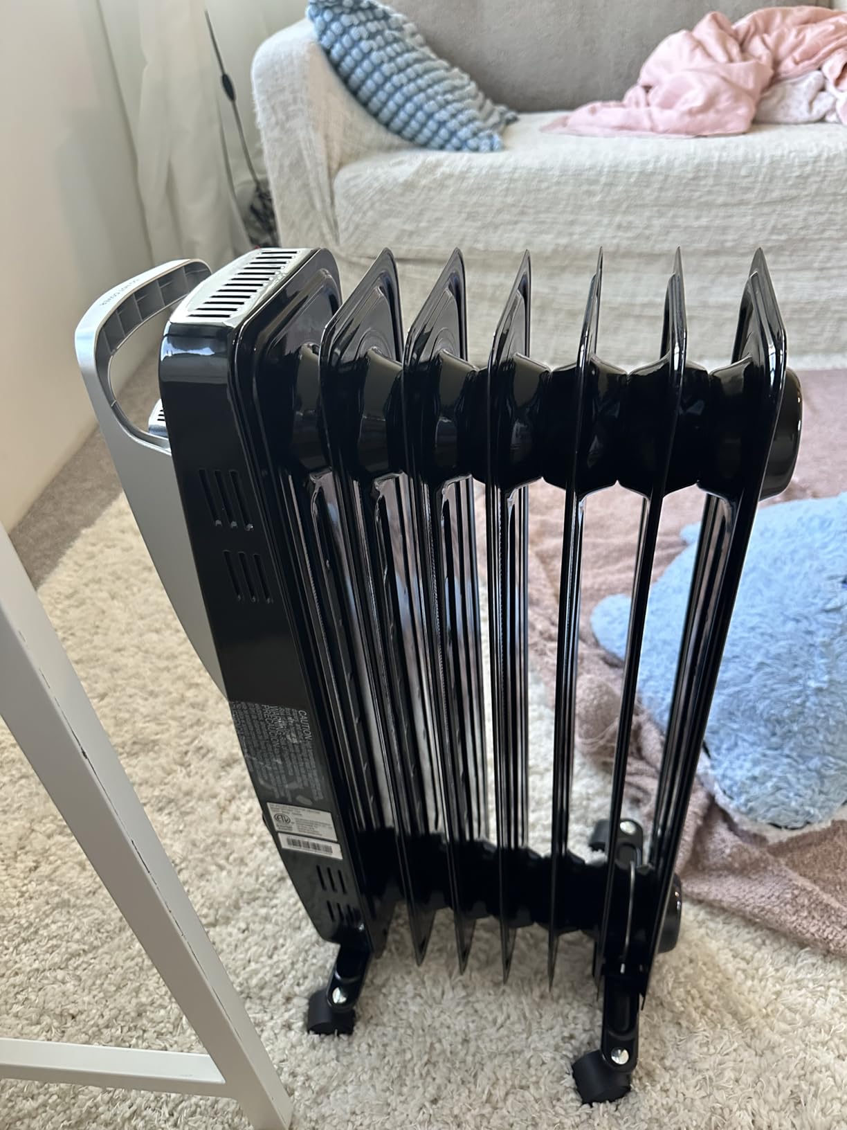 PELONIS Radiator Heater for indoor use Large Room with Remote, Thermostat & LED Display, Quiet Oil Filled Heater with 5 Temperature Settings, Overheat & Tip-Over Protection, Silver customer photo 1