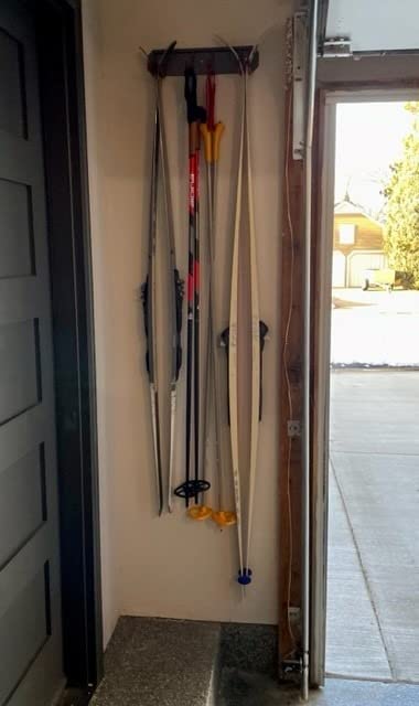 Wall Mounted Rack Organizer for Skis and Poles Heavy Duty Horizontal Wall Ski Rack Garage Storage with Metal Frame and Padded Hooks Indoors Outdoors Premium Wall Hooks (Medium Holds 2 Set of Ski's) customer photo 1