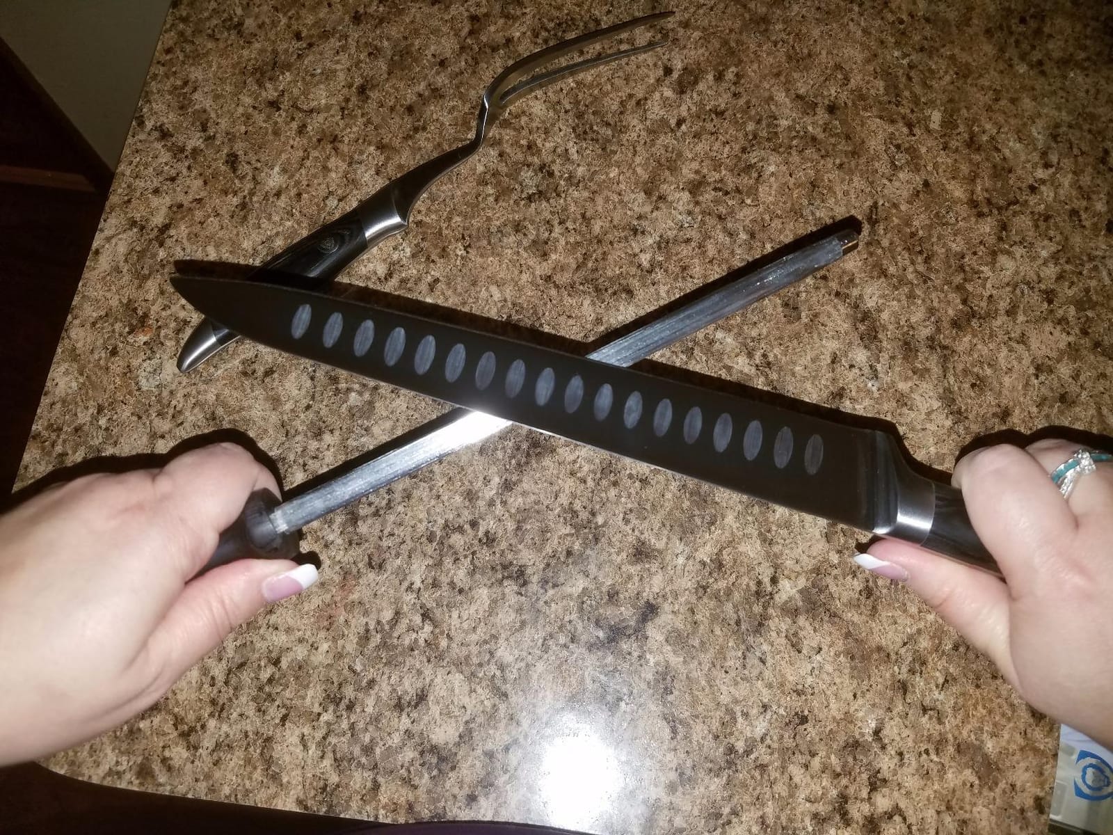 Dalstrong Carving Set - Slicing Knife & Meat Fork | Gladiator Series - High-Carbon German Steel - G10 Handles, Sheaths - For Brisket Carving - NSF customer photo 1