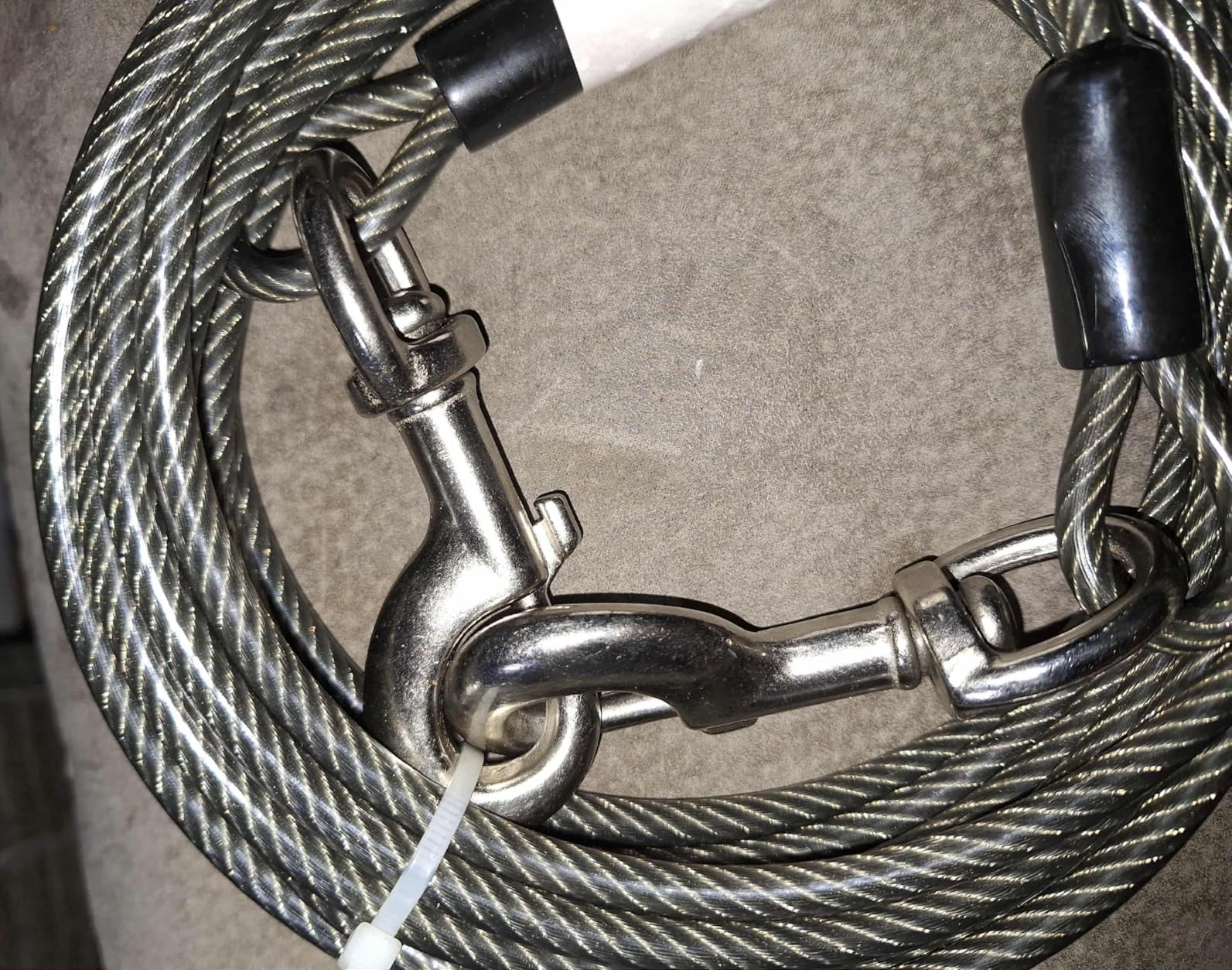 BV Dog Tie Out Cable 25 Feet - Heavy Duty Dog Lead Up to 250 Pounds - Reflective & Rust-Free with Quick Release Swivel Clips & 360° Rotating Clasp - Tangle-Free Dogs Runner for Yard (Grey, Single) customer photo 1