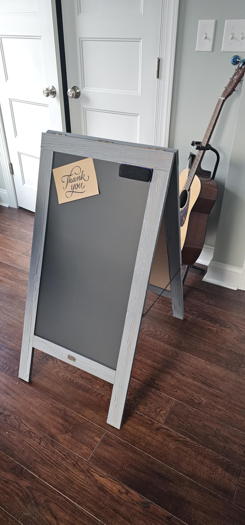 A Frame Chalkboard by HBCY Creations: 40x20 Solid Wood A-Frame Sign Rustic Brown Double-Sided Magnetic Board, Chalkboard Menu Board, for Restaurants, Cafés, Weddings - Heavy Duty Hinges customer photo 2