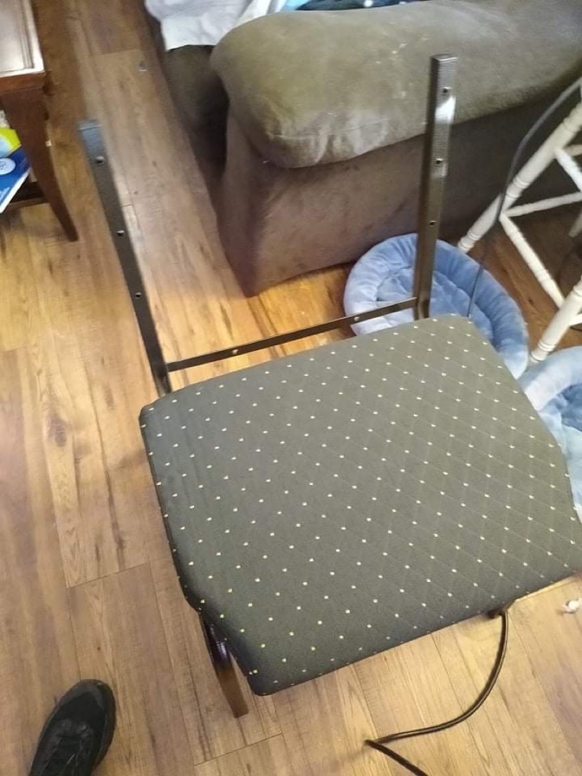 Flash Furniture HERCULES Series 21''W Church Chair in Blue Fabric with Cup Book Rack - Gold Vein Frame customer photo 2