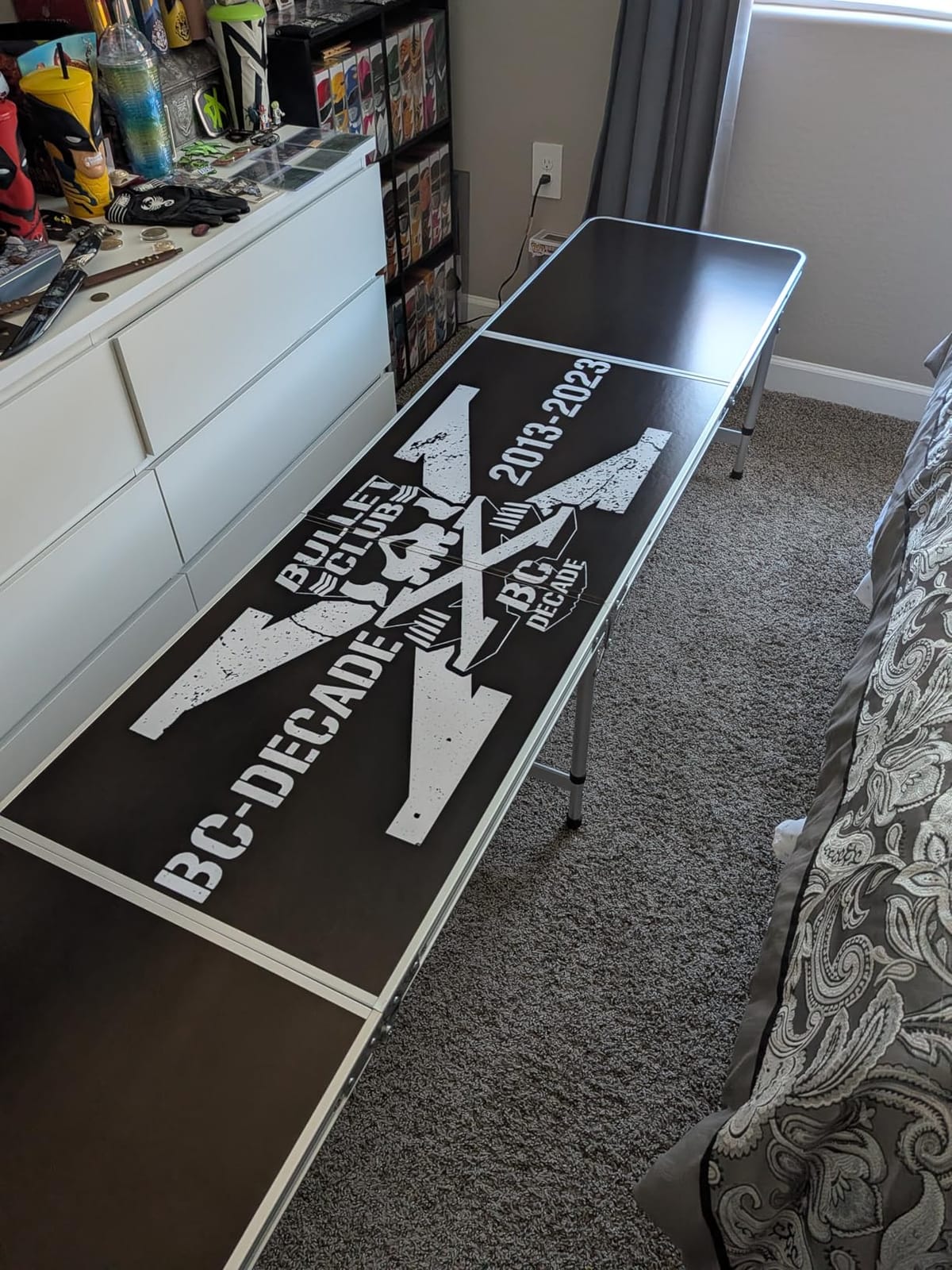 8-Foot Regulation Folding Beer Pong Table w/Beer Pong Balls & Optional Cup Holes, LED Lights, Custom Graphic (Choose Your Model) customer photo 1