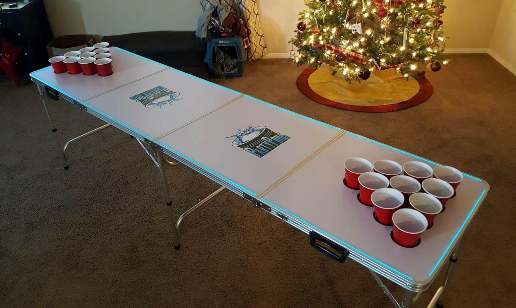 8-Foot Regulation Folding Beer Pong Table w/Beer Pong Balls & Optional Cup Holes, LED Lights, Custom Graphic (Choose Your Model) customer photo 2