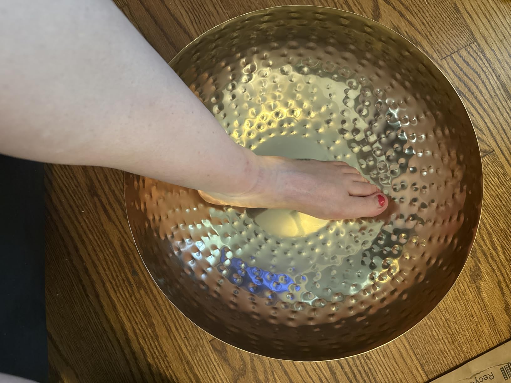 Creative Co-Op Round Hammered Metal Bowl, Gold Finish, 14