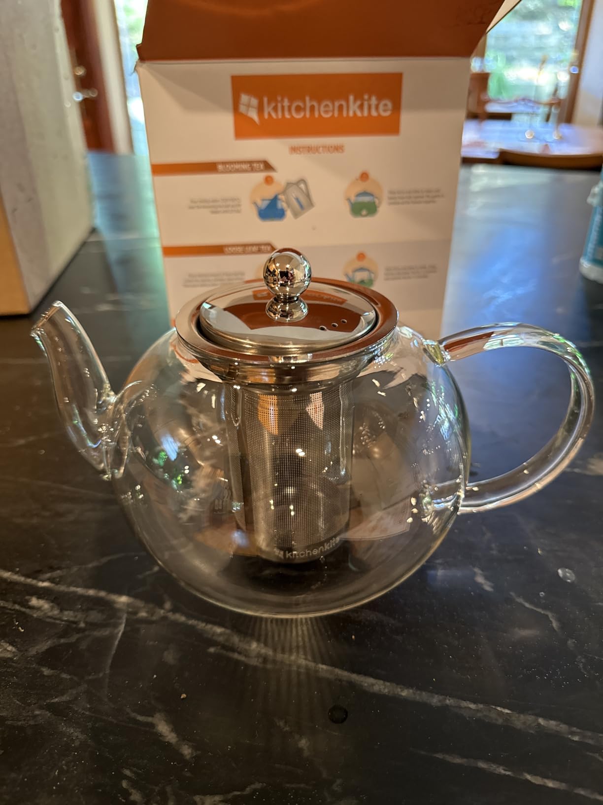 Kitchen Kite Glass Teapot Set with 4 Double Wall Tea Cups & Removable Stainless Steel Infuser, 35oz/1000ml Borosilicate Tea Kettle Stovetop Safe, Loose Leaf & Blooming Tea Maker Gift Set for Women customer photo 1