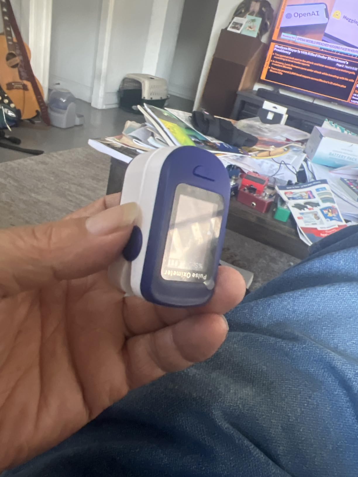 Zacurate 500BL Fingertip Pulse Oximeter Blood Oxygen Saturation Monitor with Batteries Included (Navy Blue) customer photo 2