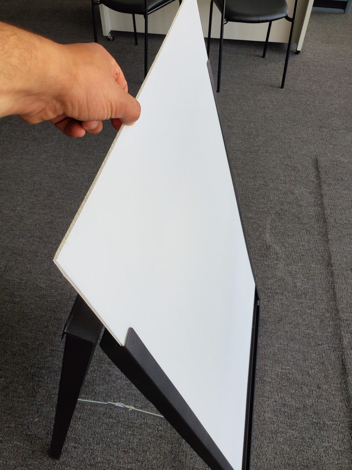 T-SIGN Outdoor A-Frame Sidewalk Sign 24x36 Inch Sandwich Board, Black Coated Steel Metal Double-Sided, Heavy Duty Slide-in Folding Frame Sign Holder, 2 Corrugated Plastic Poster Boards, Display Stand customer photo 1