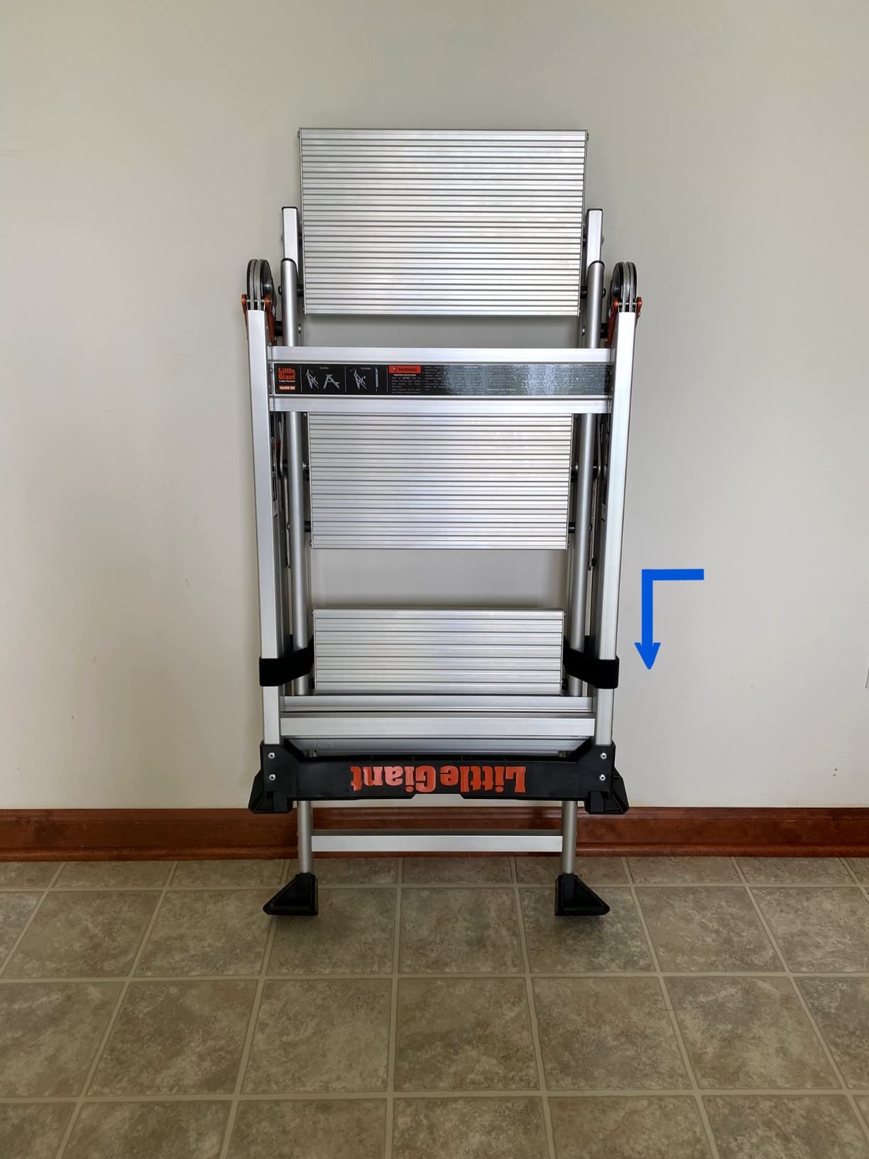 Little Giant Jumbo Step 4-Step Foldable 2.9 ft Aluminum Stool, 11904 | Foldable Aluminum Step Stool, Extra-Wide Stair-Like Treads, Rotating Handrail, Tool Tray, 375 lbs. Weight Capacity customer photo 2