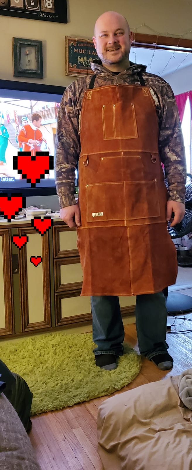 QeeLink Leather Welding Apron 6 Pockets Heat Flame Resistant for Blacksmith | Split Cowhide Work Tool Apron with Aramid Thread | Heavy duty | Adjustable M to XXXL for Men & Women customer photo 1