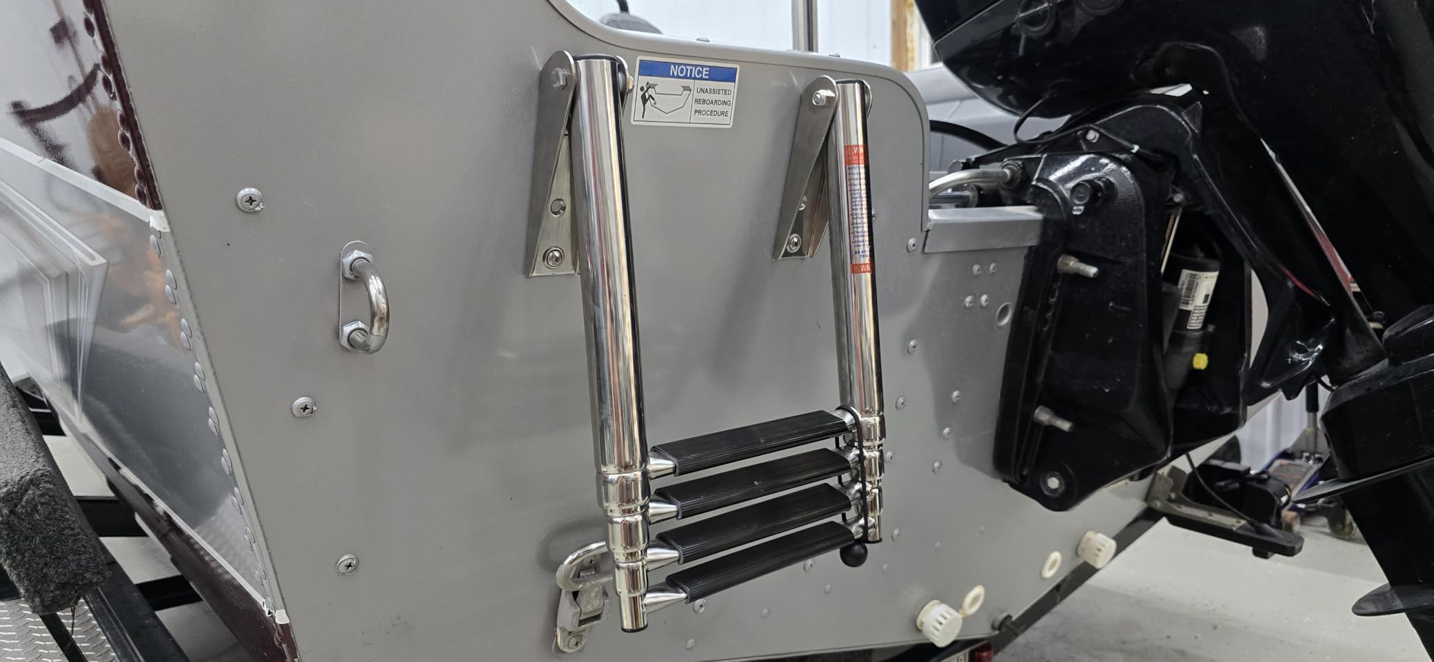 2 Step Boat Ladder Stainless Steel Telescoping 2 Step Pontoon Boat Ladder Folding Ladder Dock Swim Ladder for Marine Boat Yacht customer photo 1