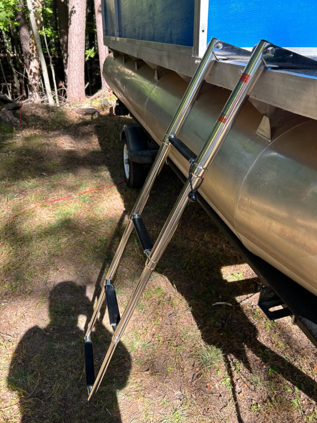 2 Step Boat Ladder Stainless Steel Telescoping 2 Step Pontoon Boat Ladder Folding Ladder Dock Swim Ladder for Marine Boat Yacht customer photo 2