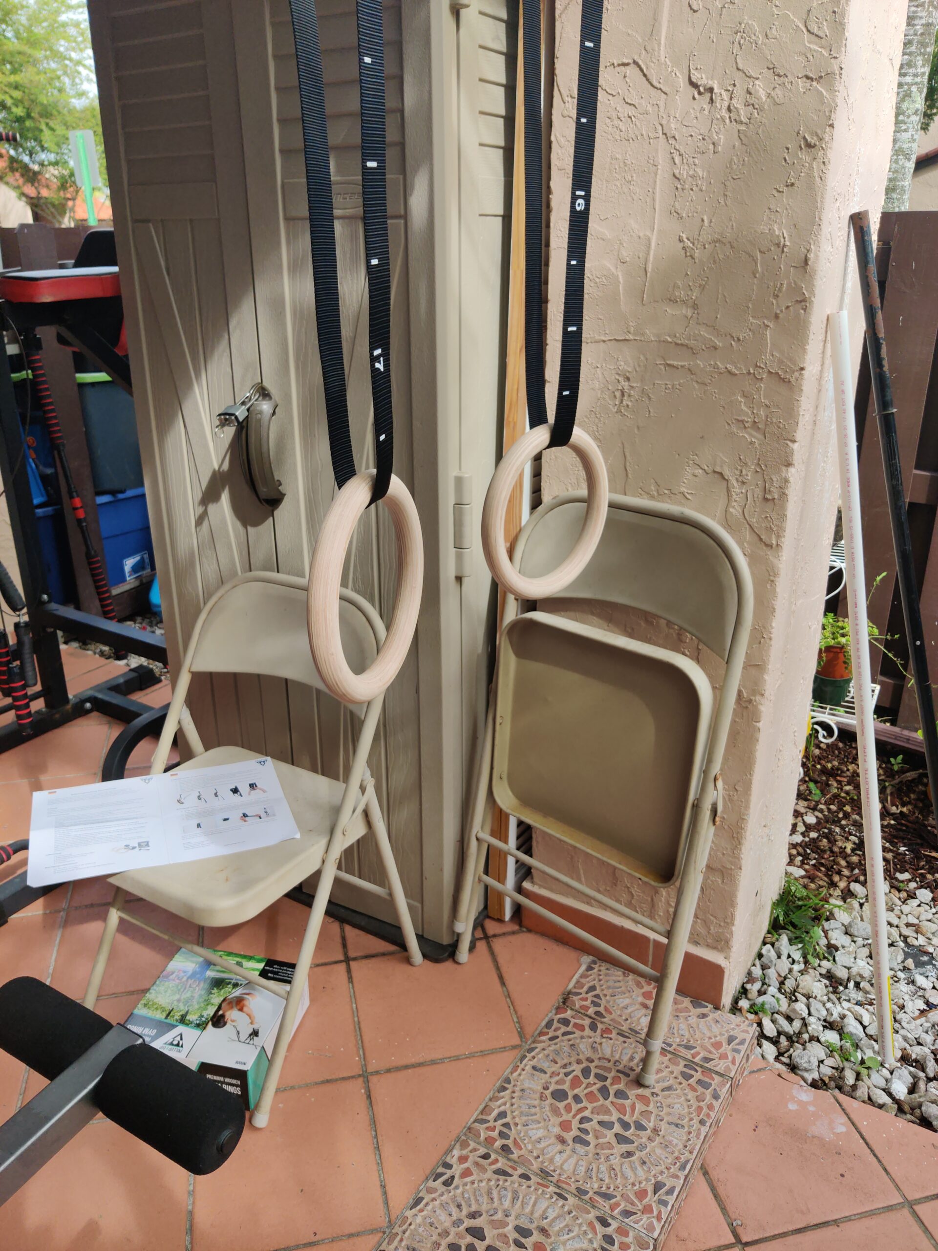 PULLUP and DIP Premium Gymnastic Rings, Wooden Gym Rings for Calisthenics - Wide Straps with Length Markings plus Door Anchor plus Carry Bag plus Exercise Guide customer photo 1