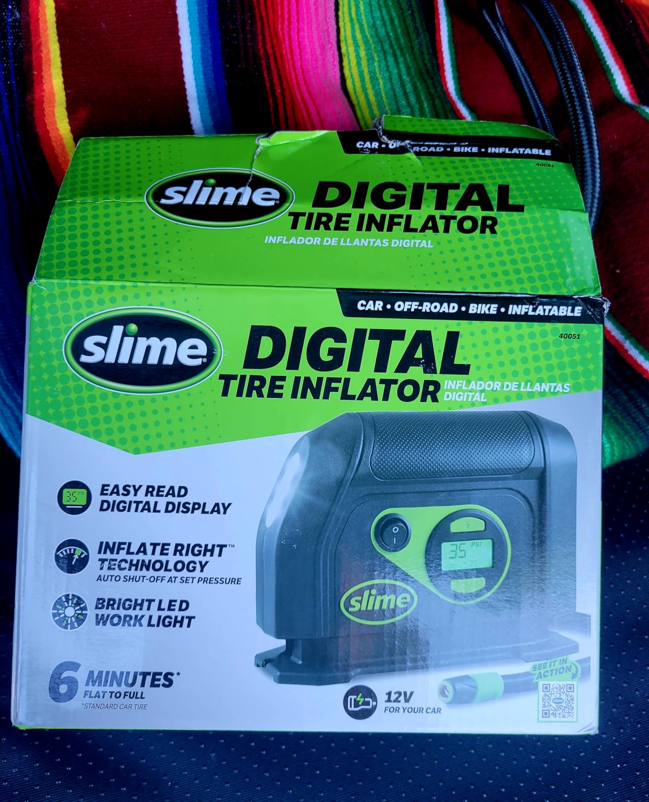 Slime 40088 Tire Inflator, Portable Car Air Compressor, Inflate Right Automatic Shut Off, with Digital 99 psi Display, Long Hose and LED Light, 12V, 6 min Inflation customer photo 2