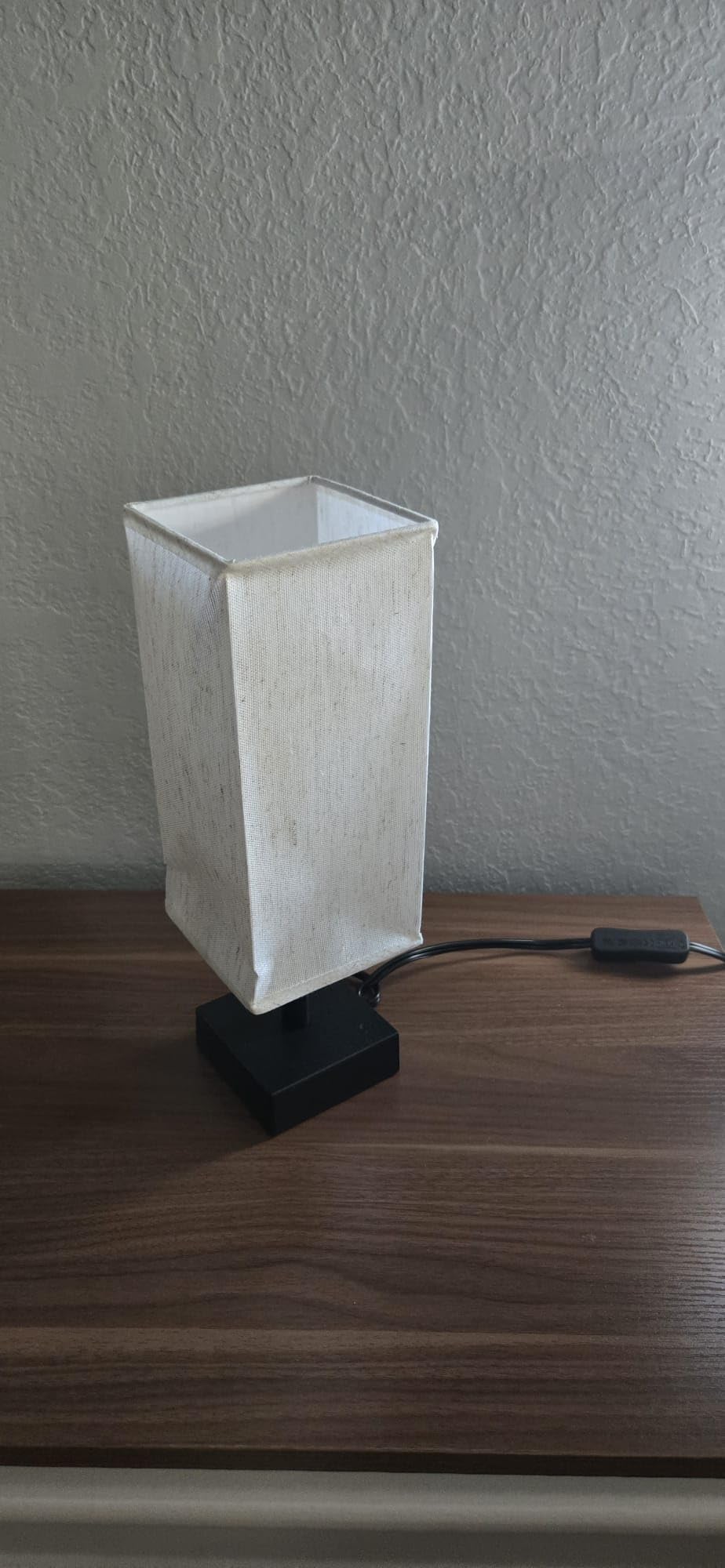 aooshine Small Bedside Table Lamp for Bedroom - Square Cream Fabric Shade, Inline Rocker Switch, Corded Electric, 12.8