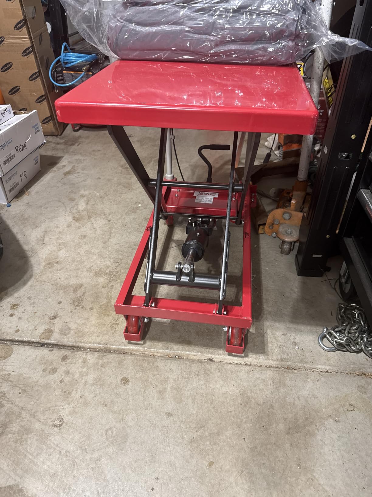Hydraulic Scissor Lift Table Cart, 500 lb. Cap, 27.75