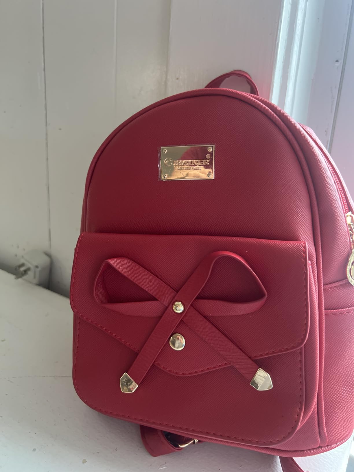 Girls Bowknot Cute Leather Backpack Mini Backpack Purse for Women customer photo 1