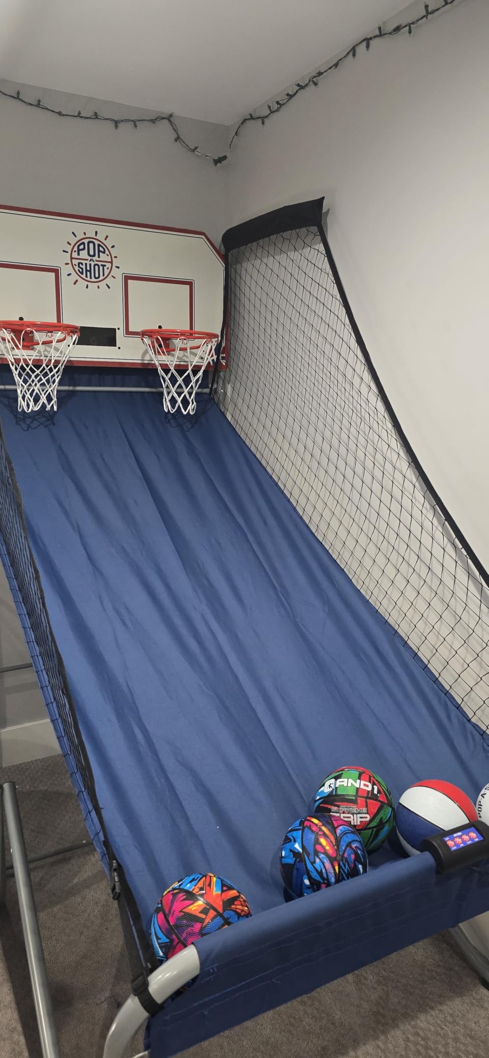Pop-A-Shot Home Dual Shot | 2-Hoop Indoor Electronic Arcade Basketball | Indoor Arcade Electronic Basketball Machine with 16 Game Modes, 7 Balls, Adjustable Height, Dual Hoops, and Foldable Storage customer photo 1